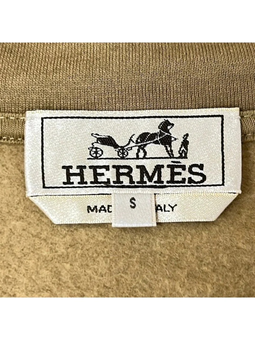 Hermes Hoodie S Hooded Jogging Sweater Light Brown Leather Detail